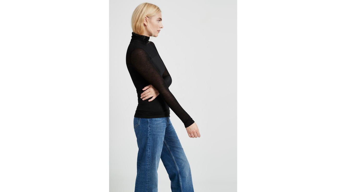 Женский топ Marcella Cara Fitted Turtleneck with Sheer Jersey Sleeves, цвет: Чёрный — фото 5