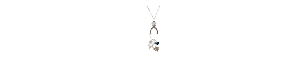 2028 Paw And Bone Charm Holder Necklace In Gray
