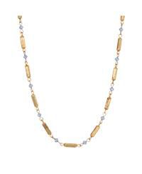 14K Gold Dipped Gold Tube Bead Crystal Necklace