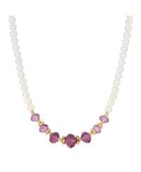 Faux Cultivated Pearl Purple Glass Bead Necklace
