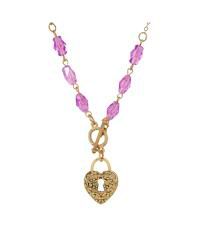 Purple Bead Filigree Heart Pendant Necklace