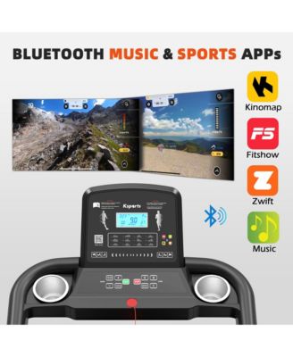 Treadmill Electric Foldable Exercise Indoor Walking Pad with Auto and Manual Incline, Sit-Up Rack or Strap, Ab Mat, and 2 Dumbbells, Black