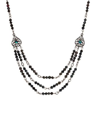 Lantern Bead Triple Drop Necklace