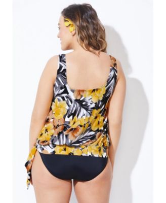 Women's Side Tie Blouson Tankini Top