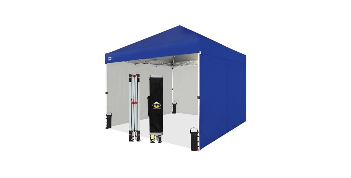 Commercial Instant Canopy Tent, 10x10 Foot Portable Pop Up Outdoor Shelter w/Wheels & 4 Sidewalls, Push Lock & Carry Bag, Navy Blue