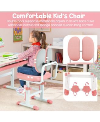 Height-Adjustable Kid's Study Desk and Chair Set