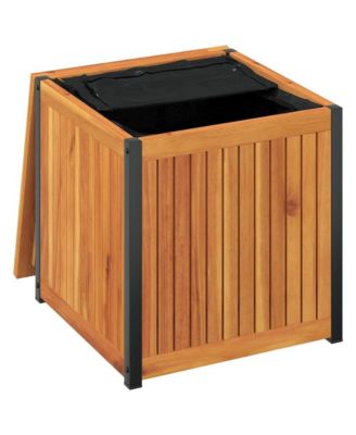 Patio Cushion Box 17.7&amp;quot;x17.7&amp;quot;x17.7&amp;quot;/20.9&amp;quot; Solid Wood Acacia and Steel