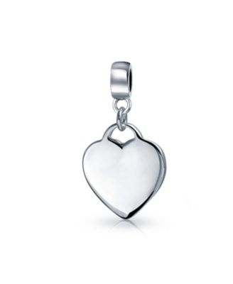 Initial Alphabet Bead Charm Heart Tag Dangle Sterling Silver for European Bracelet