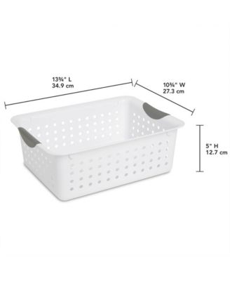 Medium Ultra Plastic Storage Organizer Basket with Handles, (24 Pack)