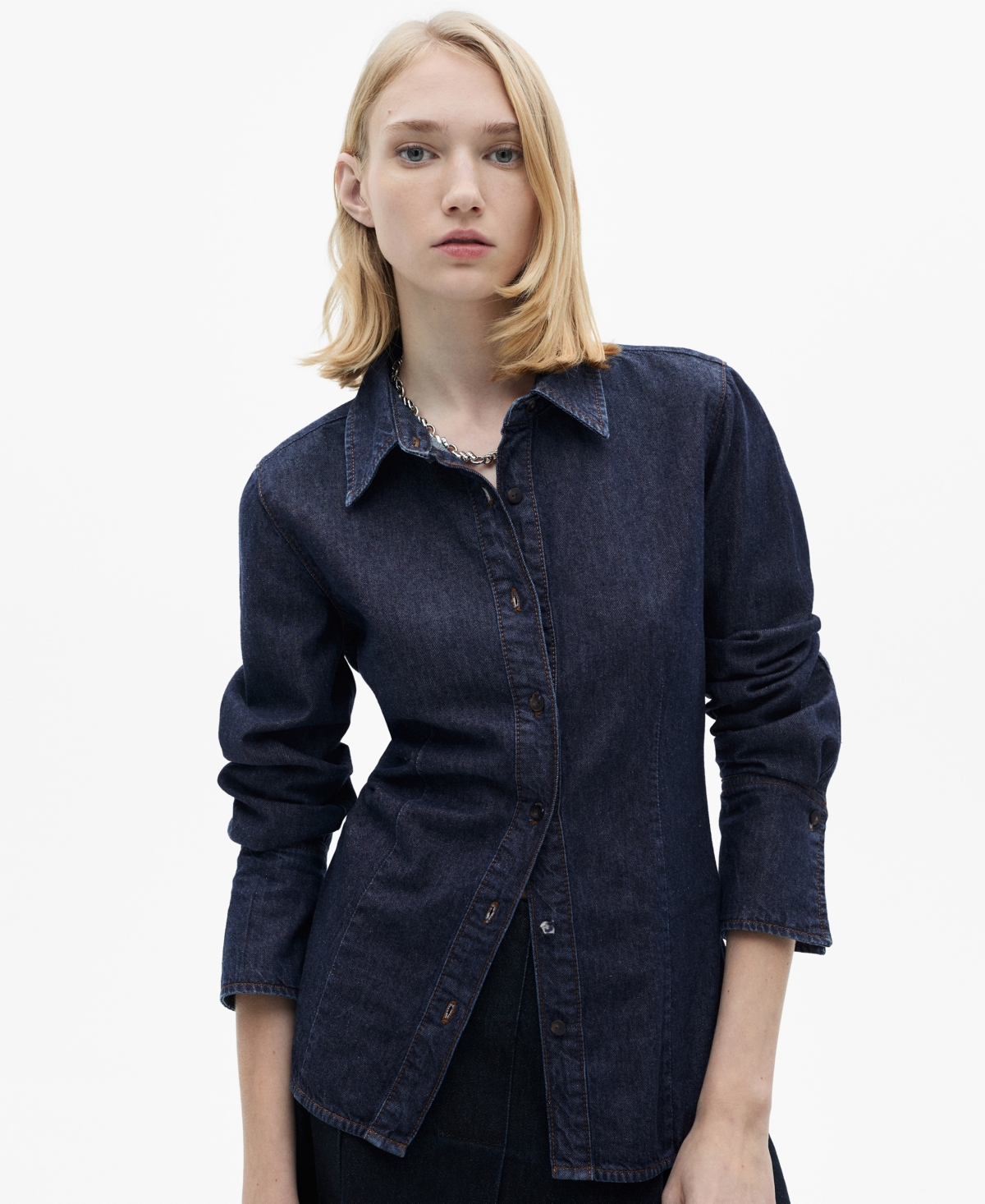Women's Rinse-Wash Denim Shirt - Open Blue