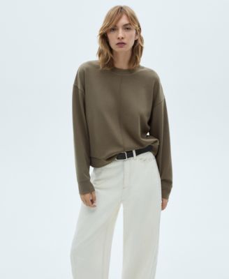 MANGO - Women's Stitching Detail Crew Neck Sweatshirt