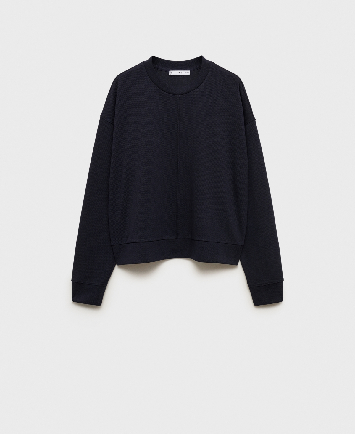 Shop Mango Women's Stitching Detail Crew Neck Sweatshirt In Dark Navy