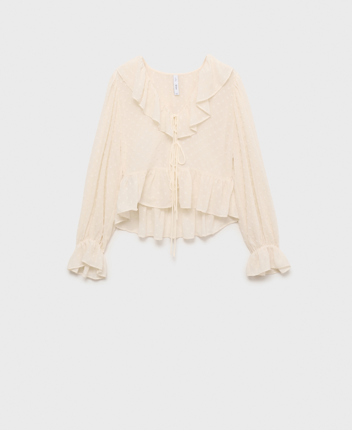 Mango Ruffled Blouse Ecru In Ecru