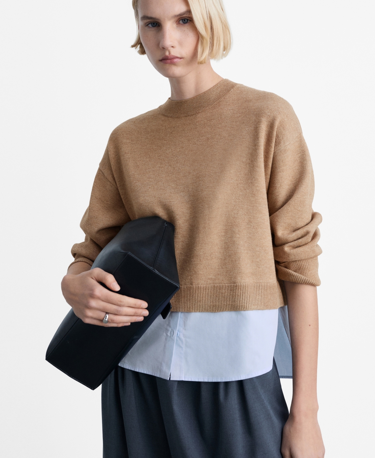 MANGO WOMEN'S COMBINED KNITTED SWEATER 
