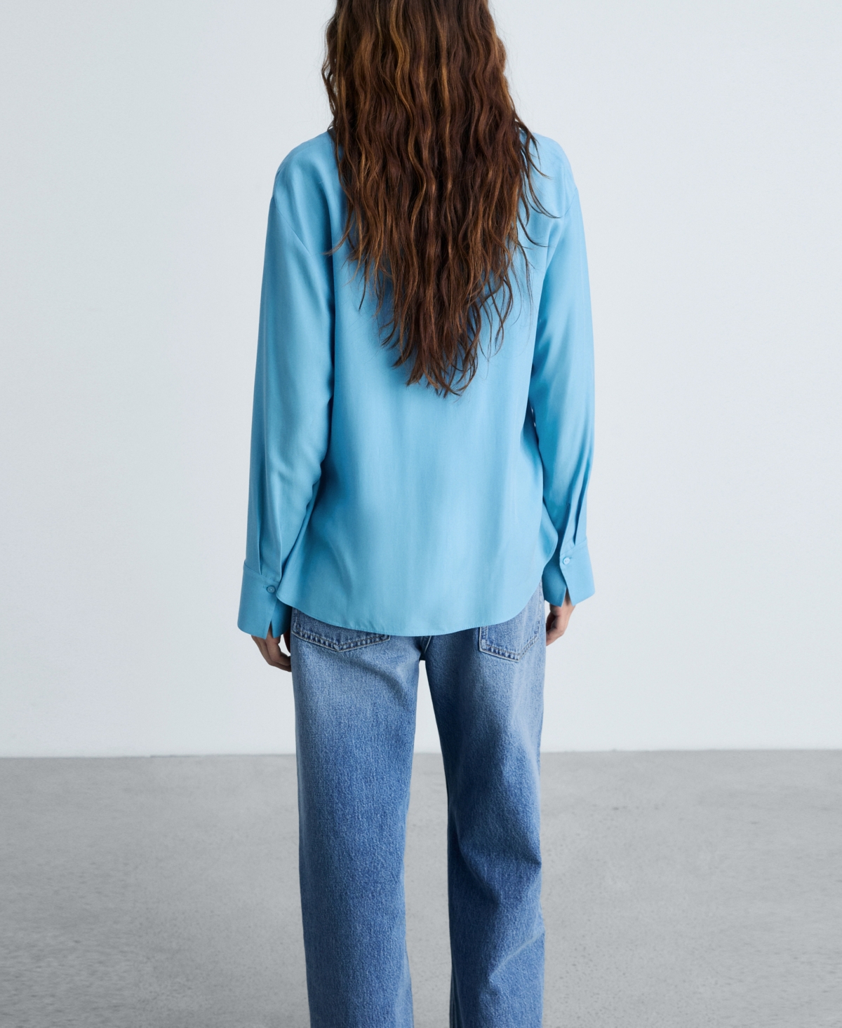 Mango Long Sleeve Button-up Shirt In Blue