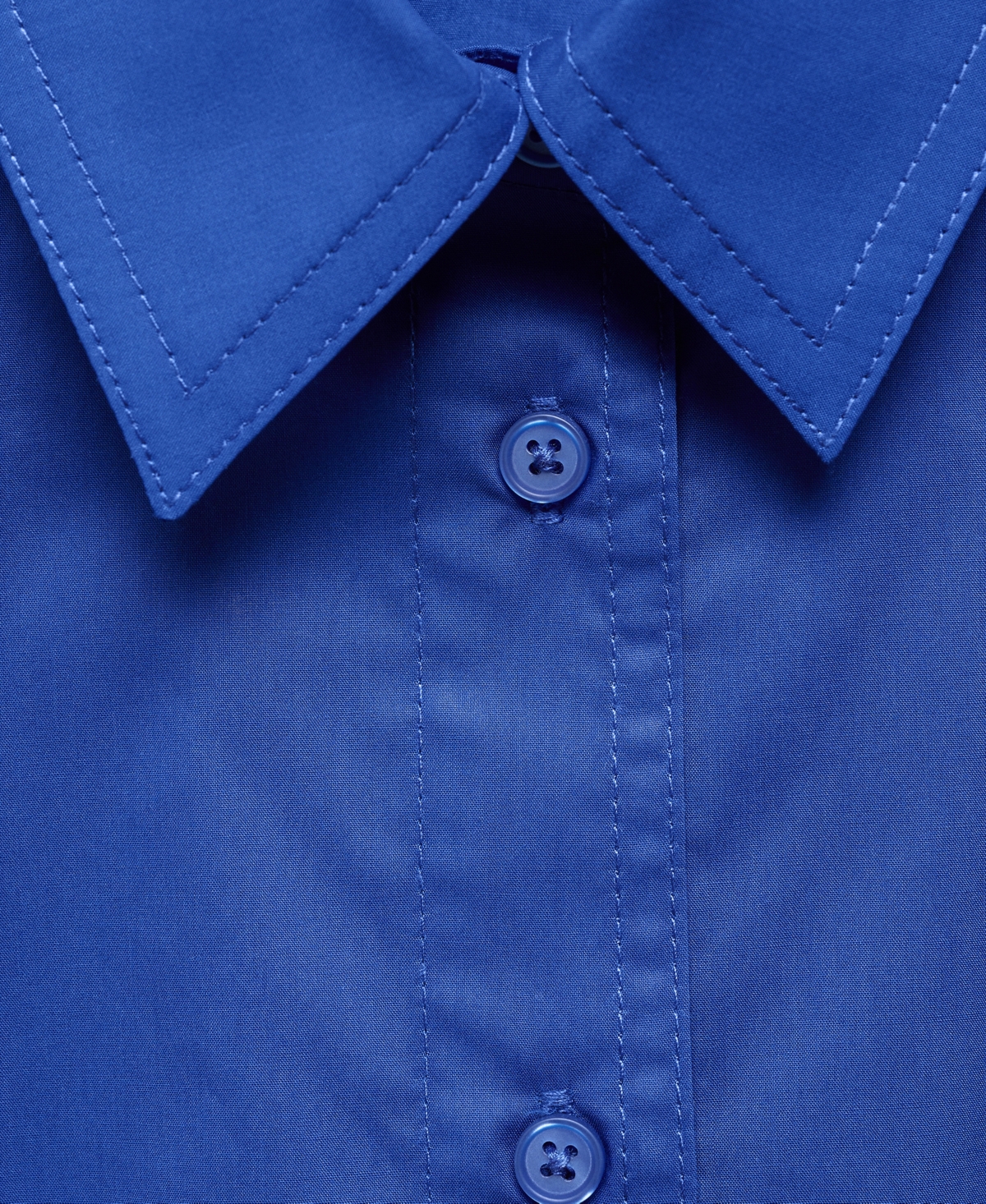 Mango Crop Cotton Poplin Button-up Shirt In Blue