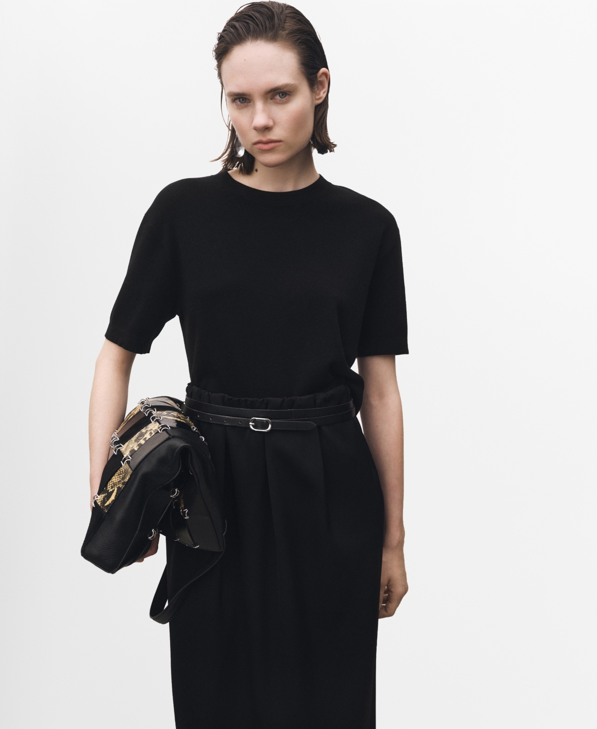 Shop Mango Women's Short-sleeved Wool-blend Sweater In Black