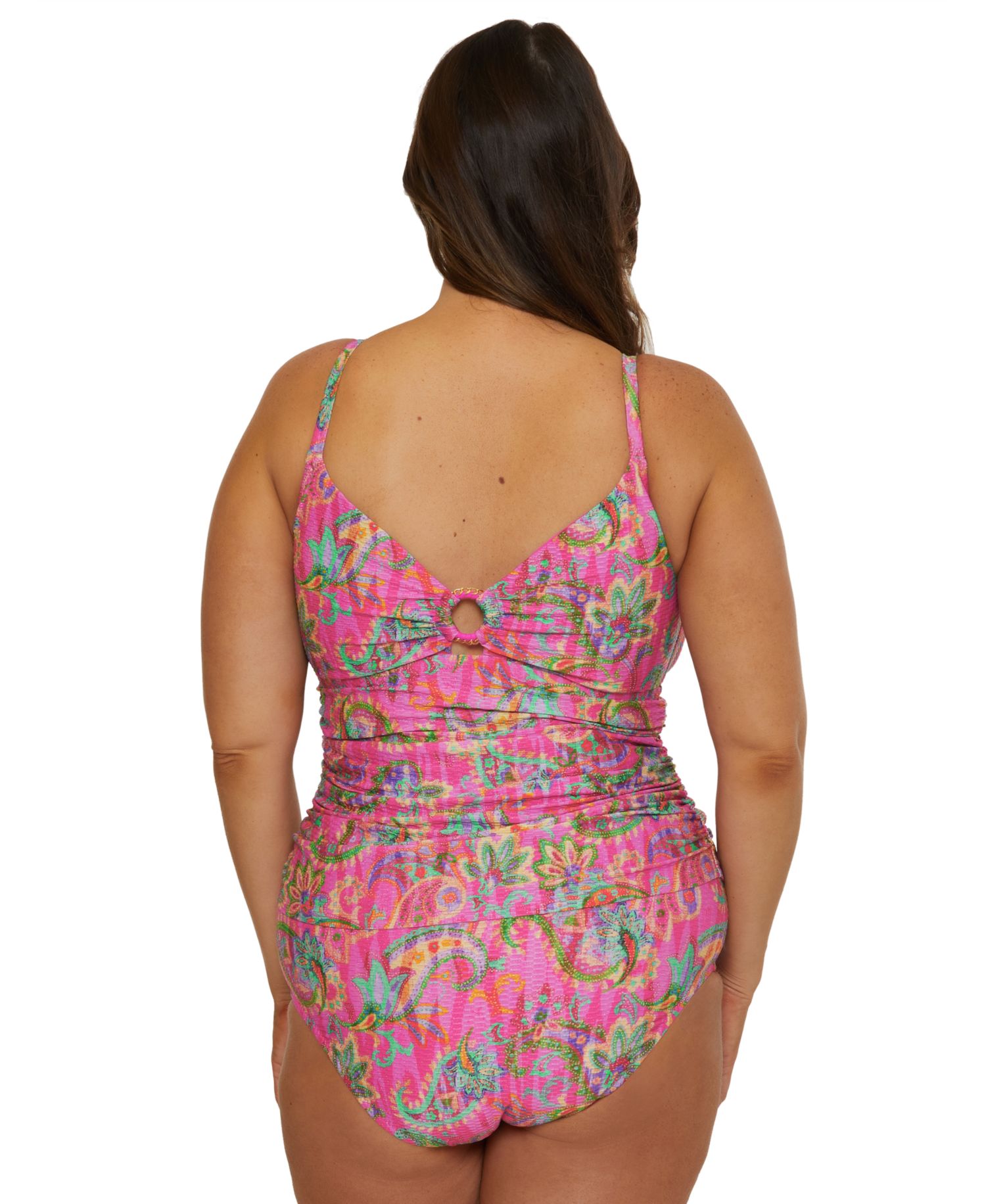 Plus Size Polynesia Printed Ring Tankini Top