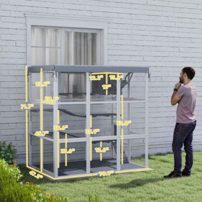 Outdoor Catio Cat Enclosure for 2-4 Large Cats, 71" Length