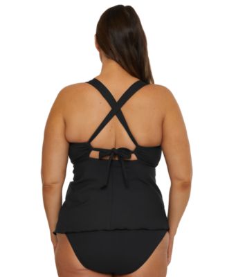 Plus Size Modern Edge Rib Multi-Way Tankini Top
