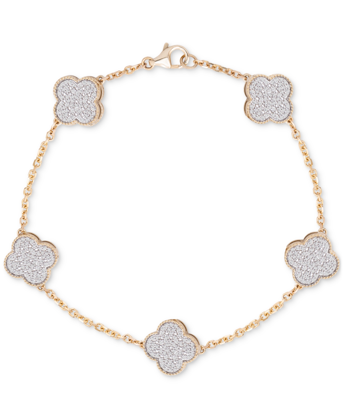 Men's Diamond Clover Flex Bracelet (1-1/4 ct t.w.) in 10k Gold - Gold