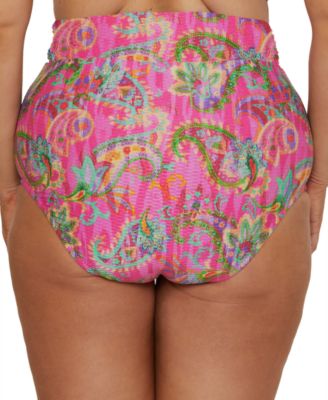 Plus Size Polynesia Wide-Band Roll High-Waist Bikini Bottoms