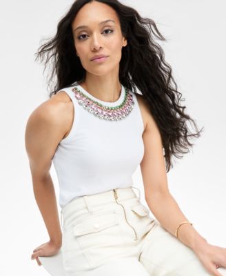 Women's Embellished Necklace Tank Top, Exclusively at Macy's