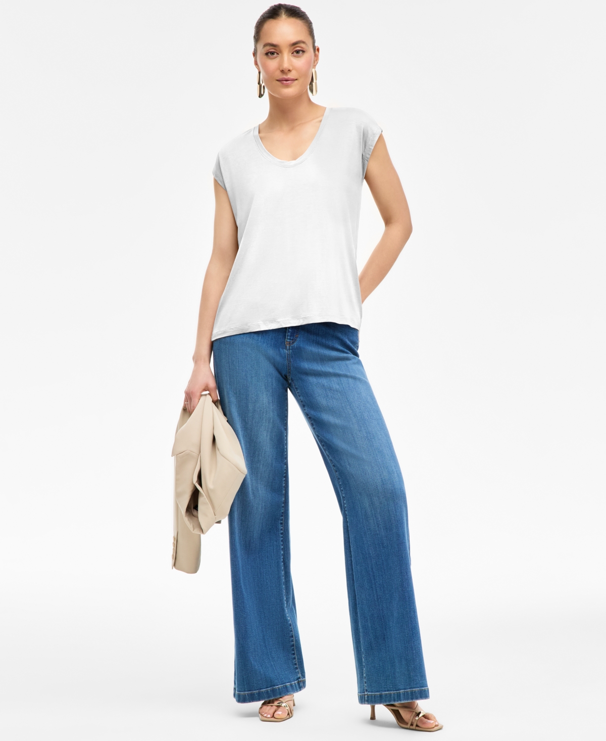 Inc International Concepts Women's Luxe Layering Top, Exclusively At Macy's In Bright White