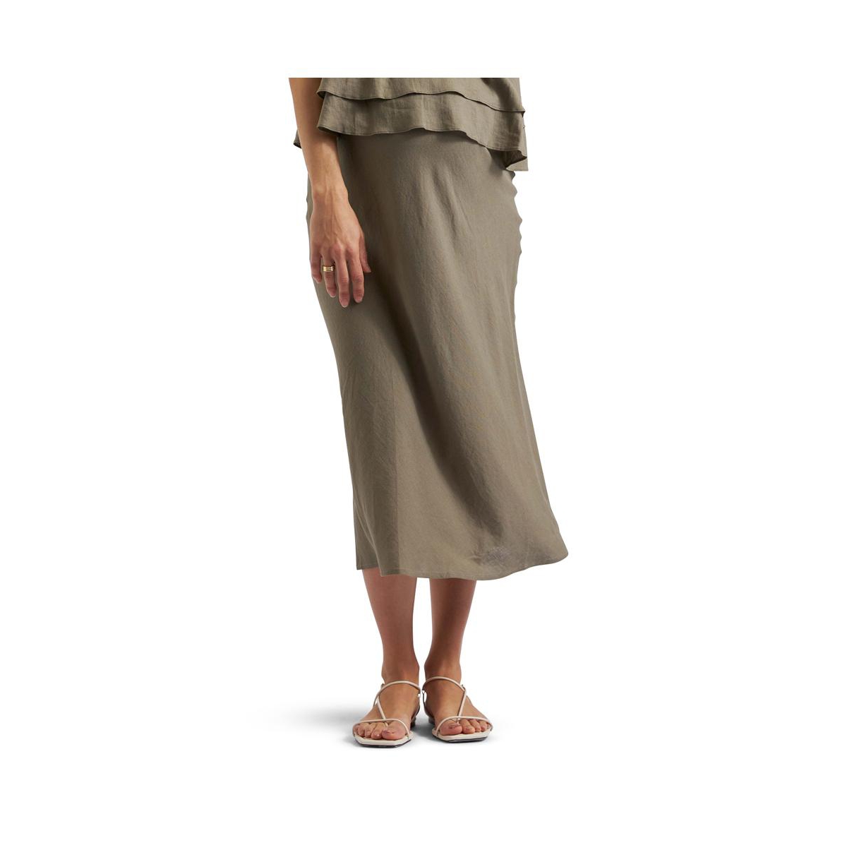 Debbie Linen Skirt - Olive