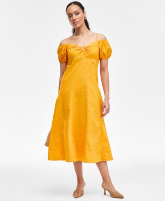I.N.C. International Concepts - Women's Cotton Cold-Shoulder Midi Dress, Exclusively at Macy's