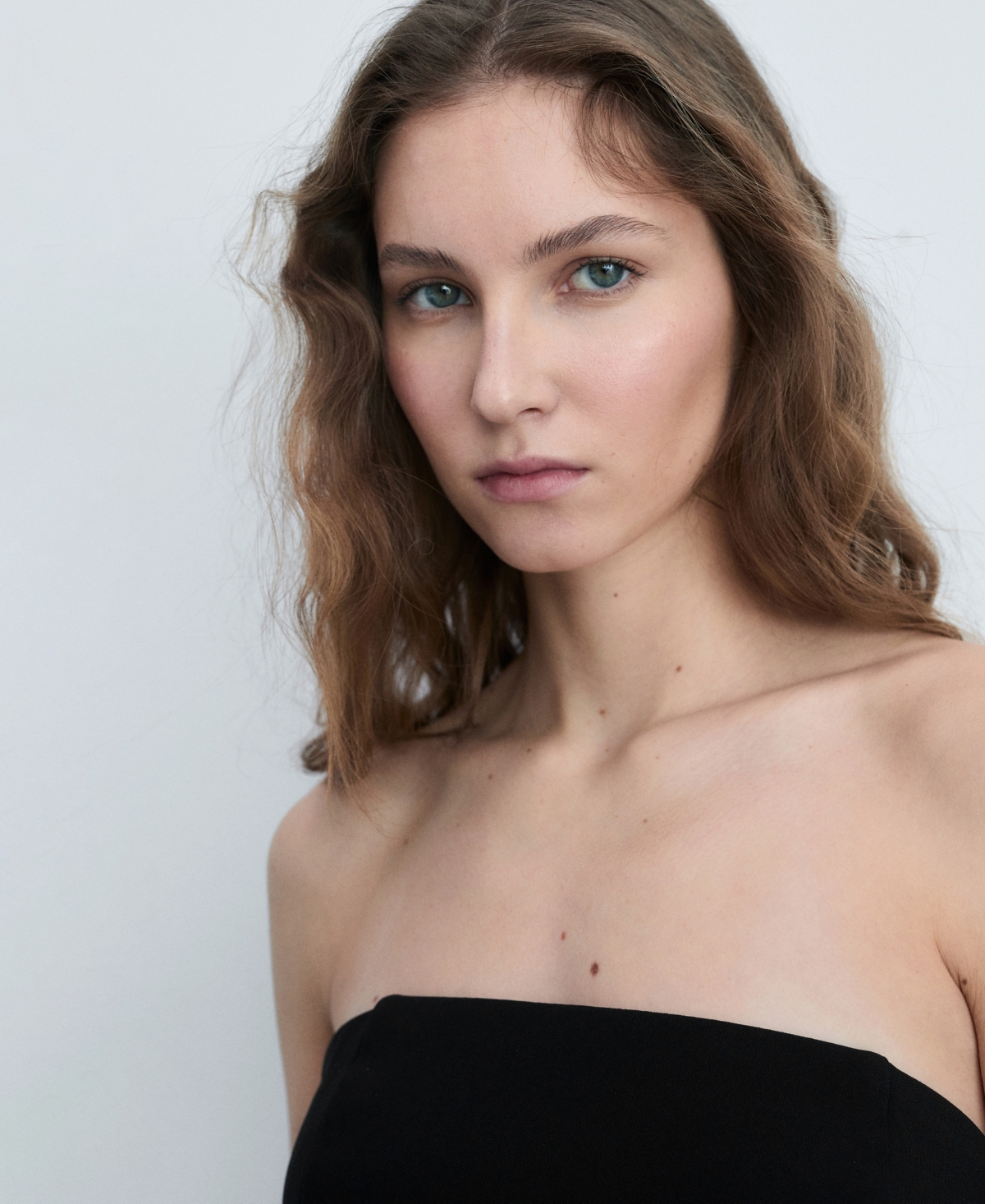 Mango Combined Strapless Dress Black In Black