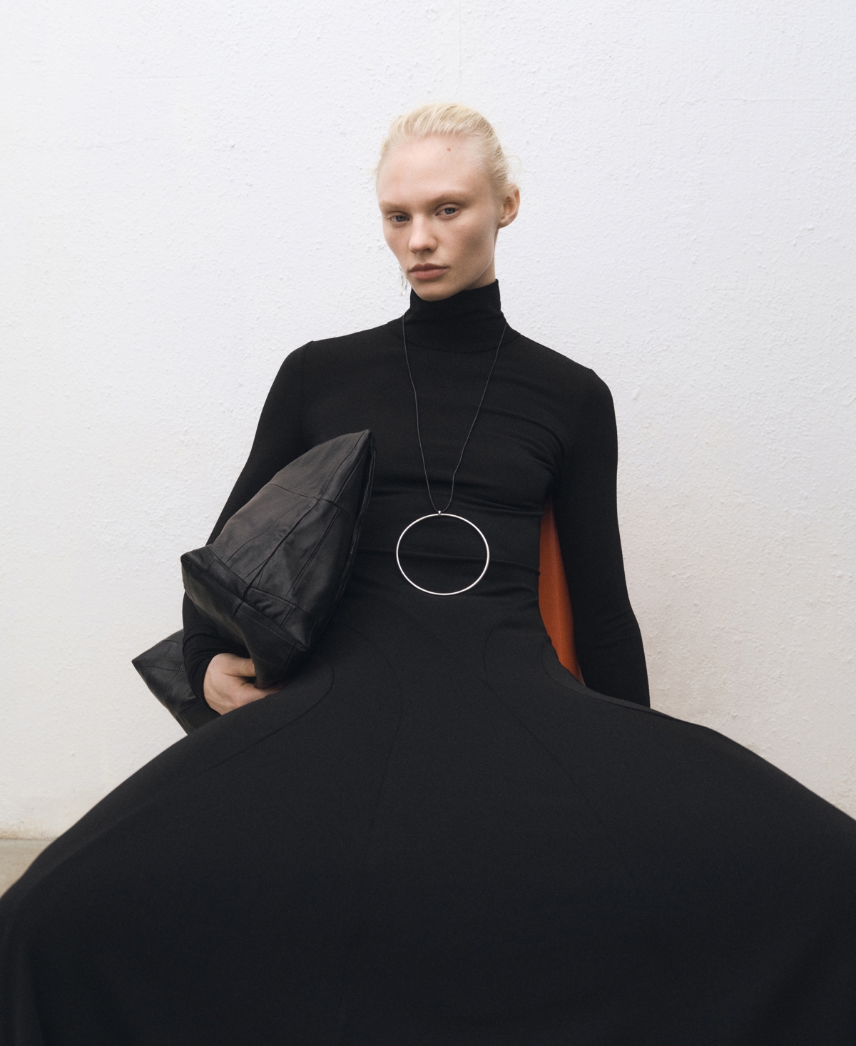 Mango Turtleneck Long Sleeve Ponte Dress In Black