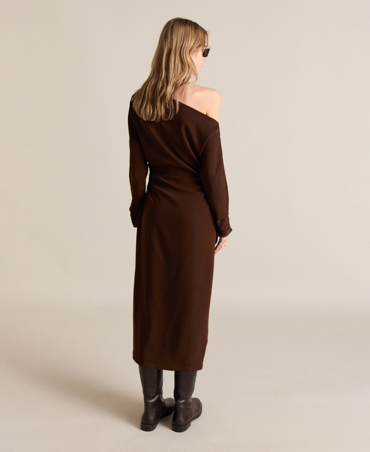 Shop Mango Women's Gathered Details Asymmetrical Dress In Brown