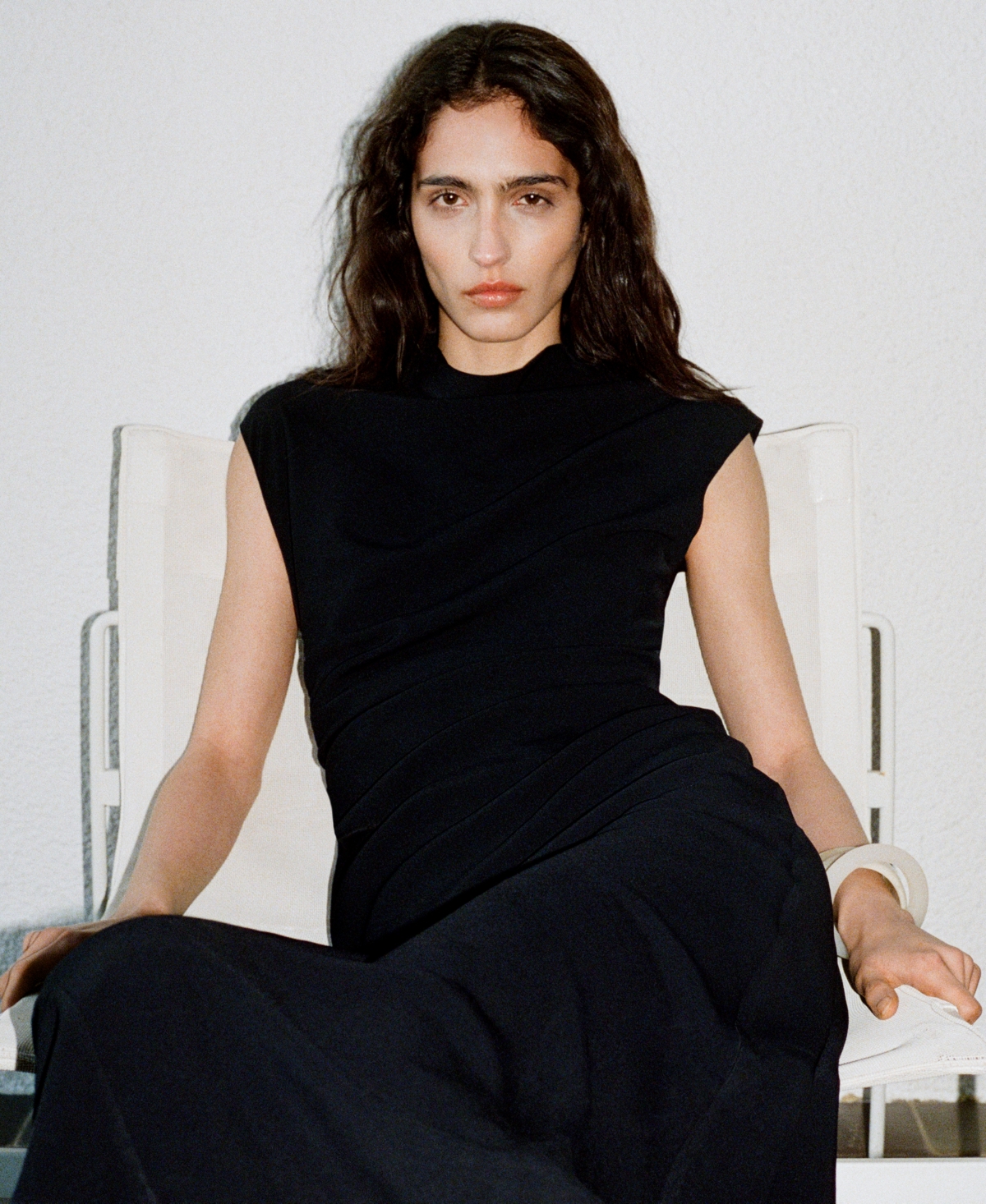 Shop Mango Women's Draped Waist A-line Dress In Black