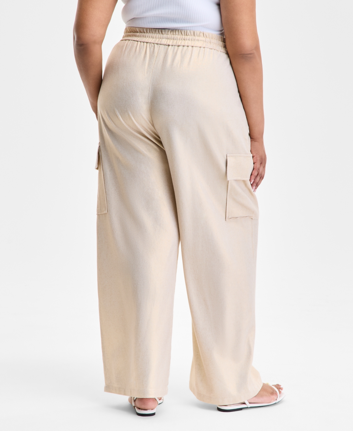 Inc International Concepts Plus Size Drawstring-waist Wide-leg Cargo Pants, Exclusively At Macy's