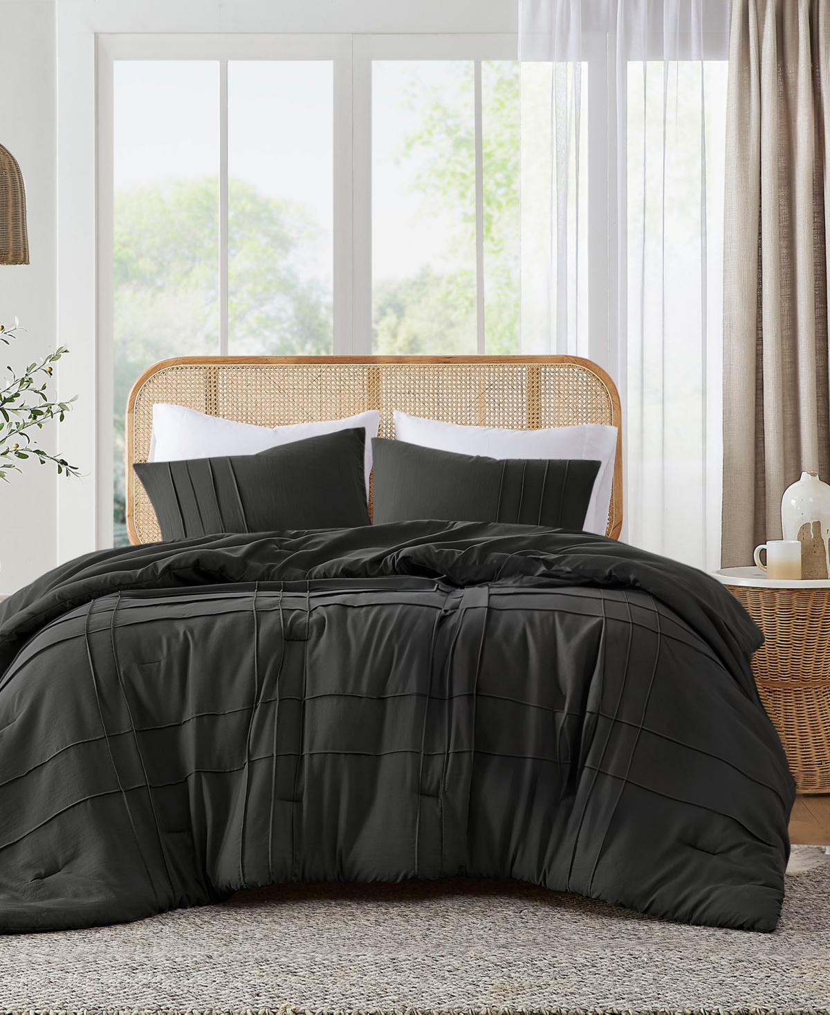 510 Design Porter Pleated 3-pc. Comforter Set, Full In Black