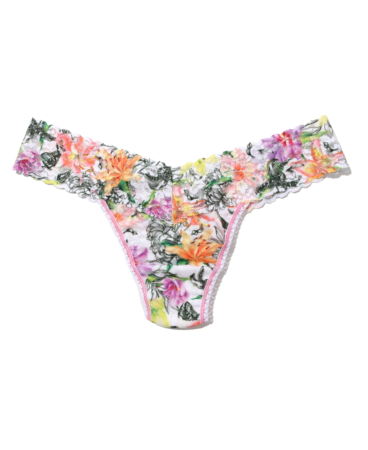 Hanky Panky Printed Signature Lace Original Rise Thong In Botany White