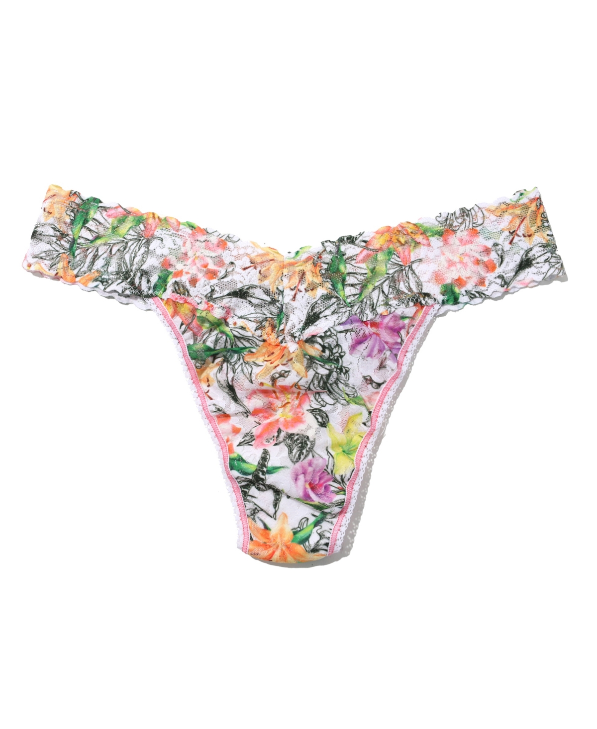 Hanky Panky Printed Signature Lace Original Rise Thong In Botany White