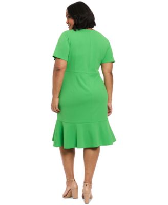 Plus Size Twist-Front Flounce-Hem Dress