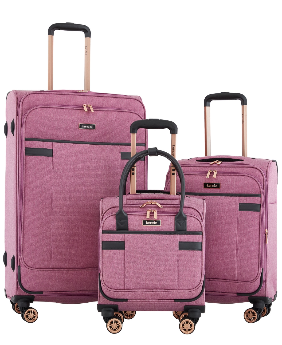 Kensie Hudson Expandable Rolling Softside Luggage Set, 3 Piece In Mellow Mauve