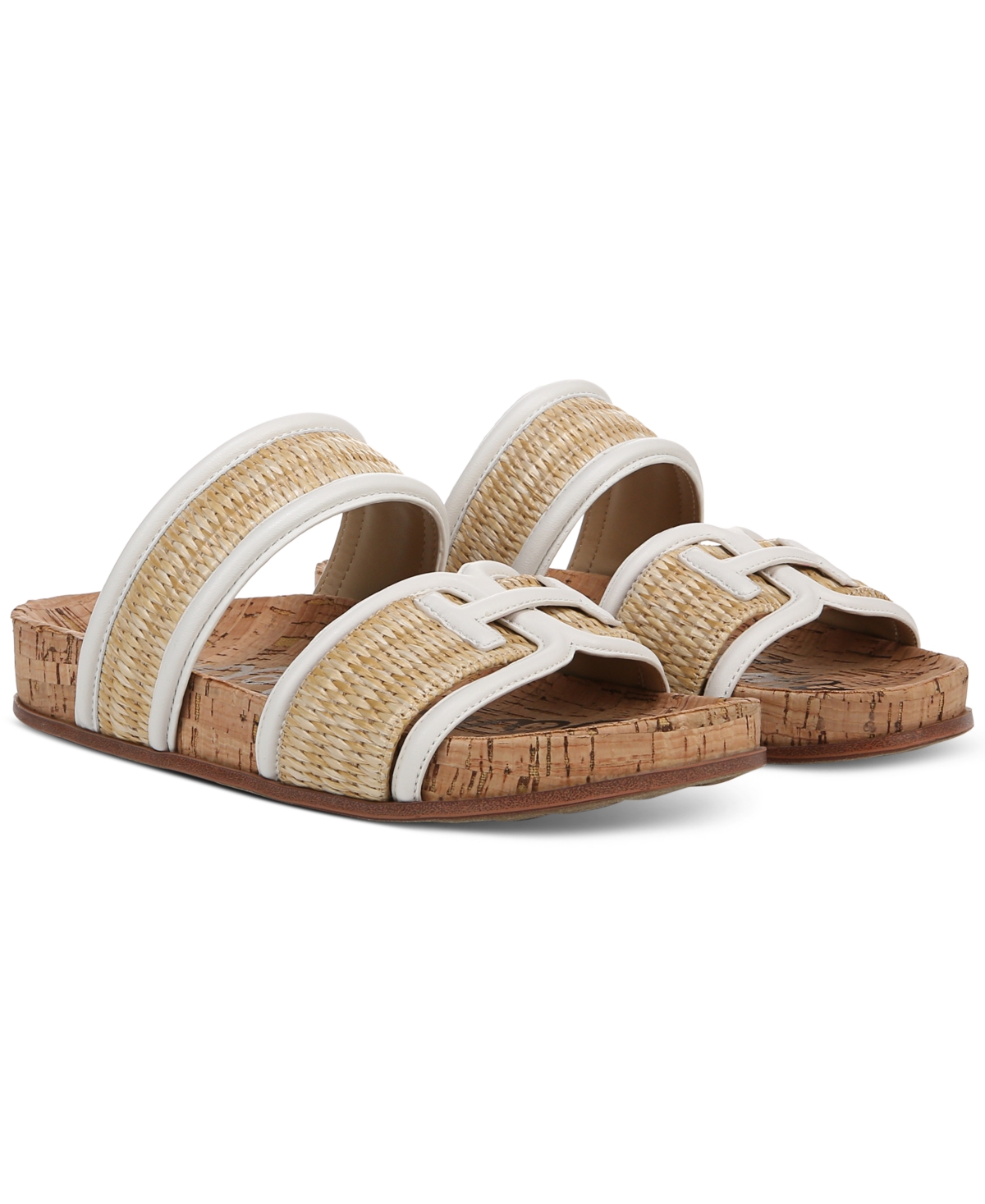 Sam Edelman Rowan Slide Sandals In Dark Natural,bright White