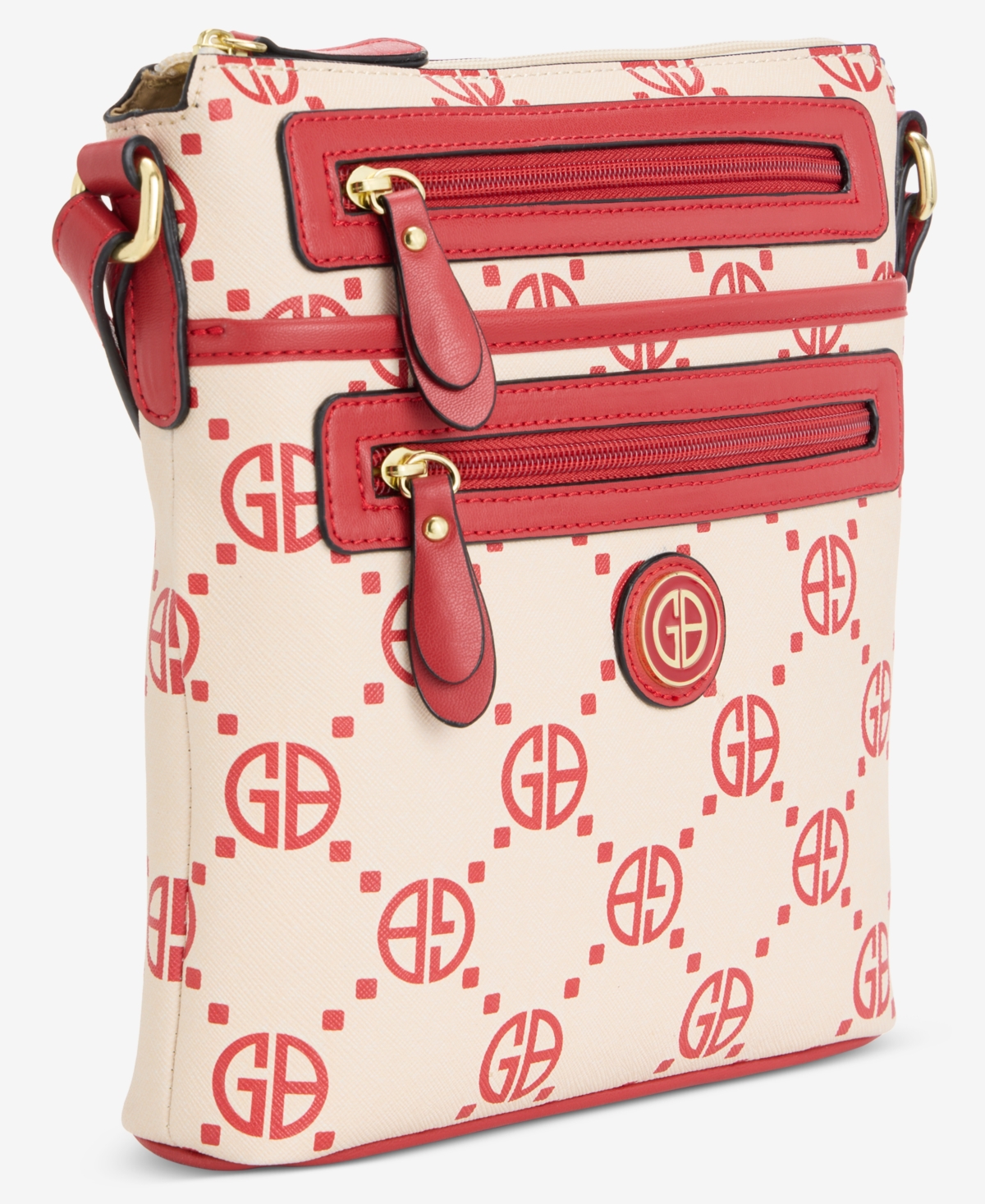 Giani Bernini Monogram Signature North South Crossbody In Tapioca,red