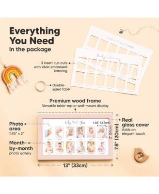 Nova Baby's First Year Photo Frame, 12 Months Newborn Baby Picture Frame, Monthly Birthday Milestone Collage