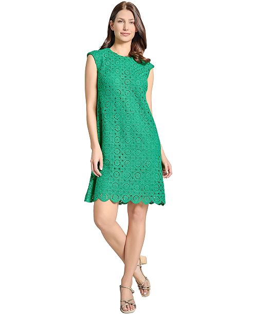 alfani Jones New York Women's Medallion Lace Swing Knee Length Dress Women's Fashion Shoes & Accessories
