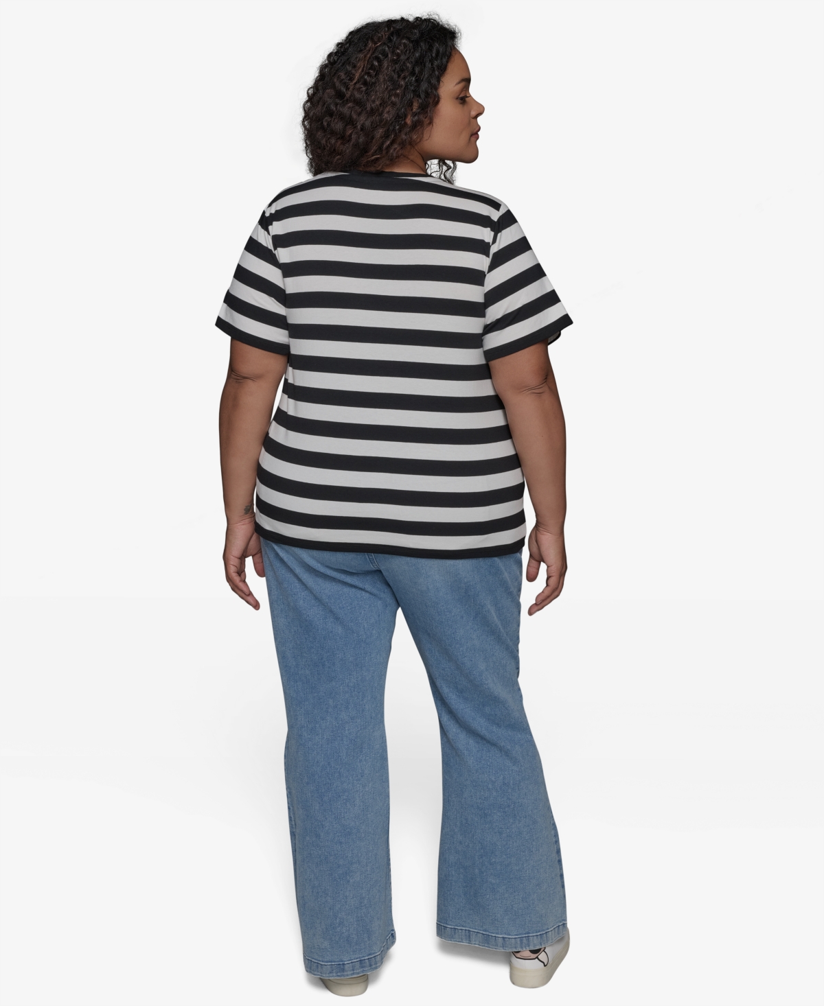 KARL LAGERFELD PLUS SIZE C'EST LA VIE STRIPED TEE 