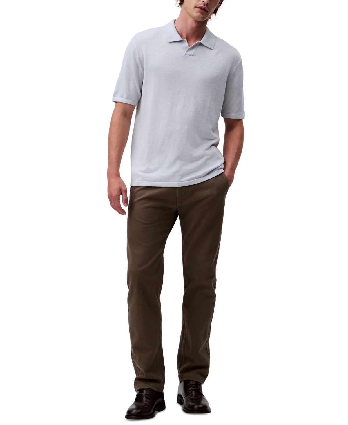 Shop Calvin Klein Men's Textured Pullover Open-collar Polo Shirt In Gray Dawn