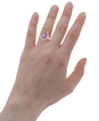 Rose de France (2-1/10 ct. t.w.), Amethyst (1/2 ct. t.w.) & Diamond (1/20 ct. t.w.) Statement Ring in 14k Gold 	