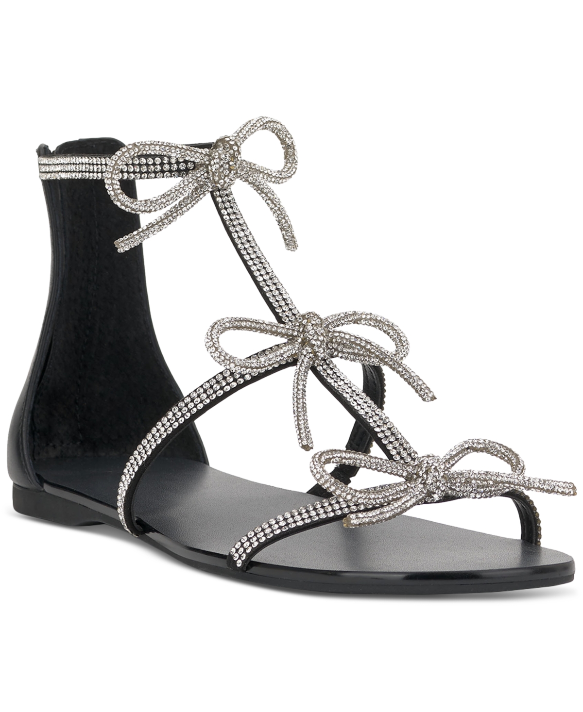 Inc International Concepts Women's Gertrudis Bow Flat Sandals, Created For Macy's In Black Bling