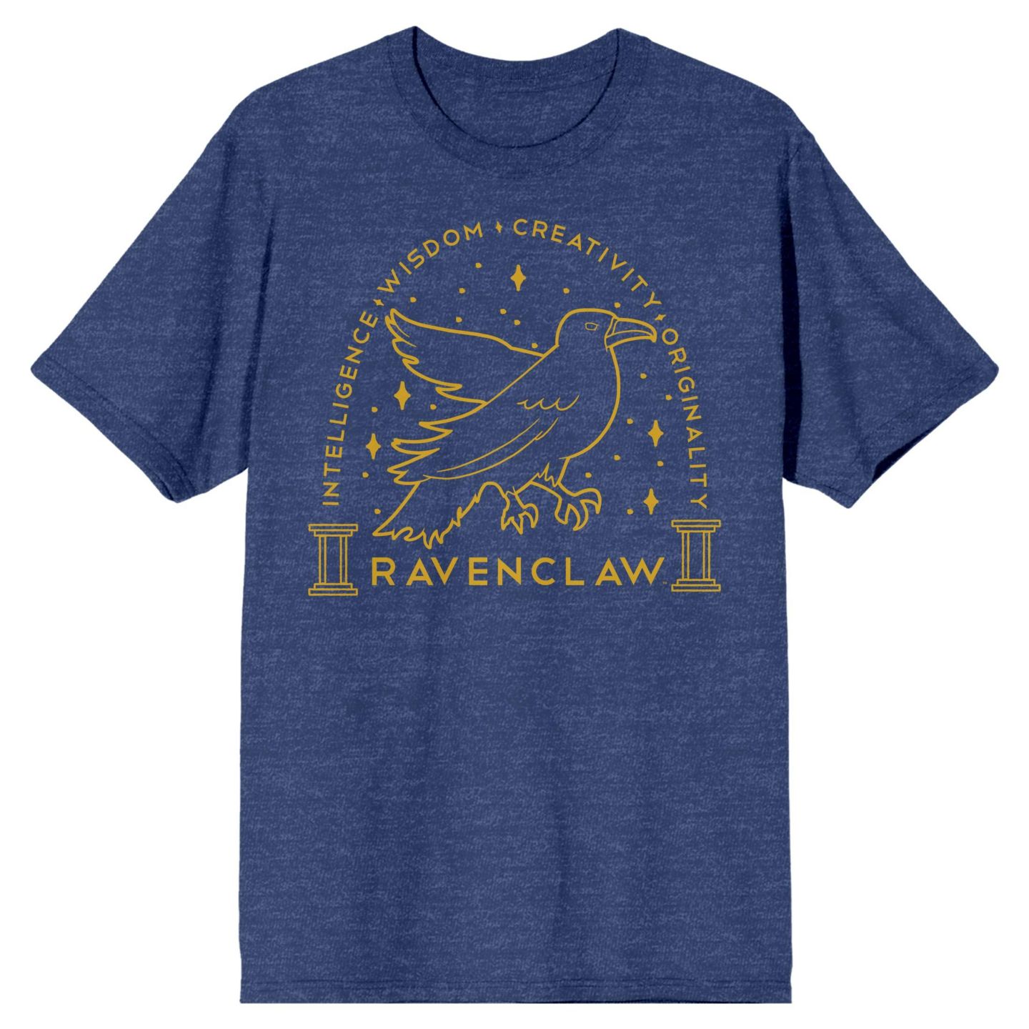 Мужская футболка Harry Potter Ravenclaw Crest Gold Line Art Navy Heather T-shirt-XXL, цвет: Синий — фото 4