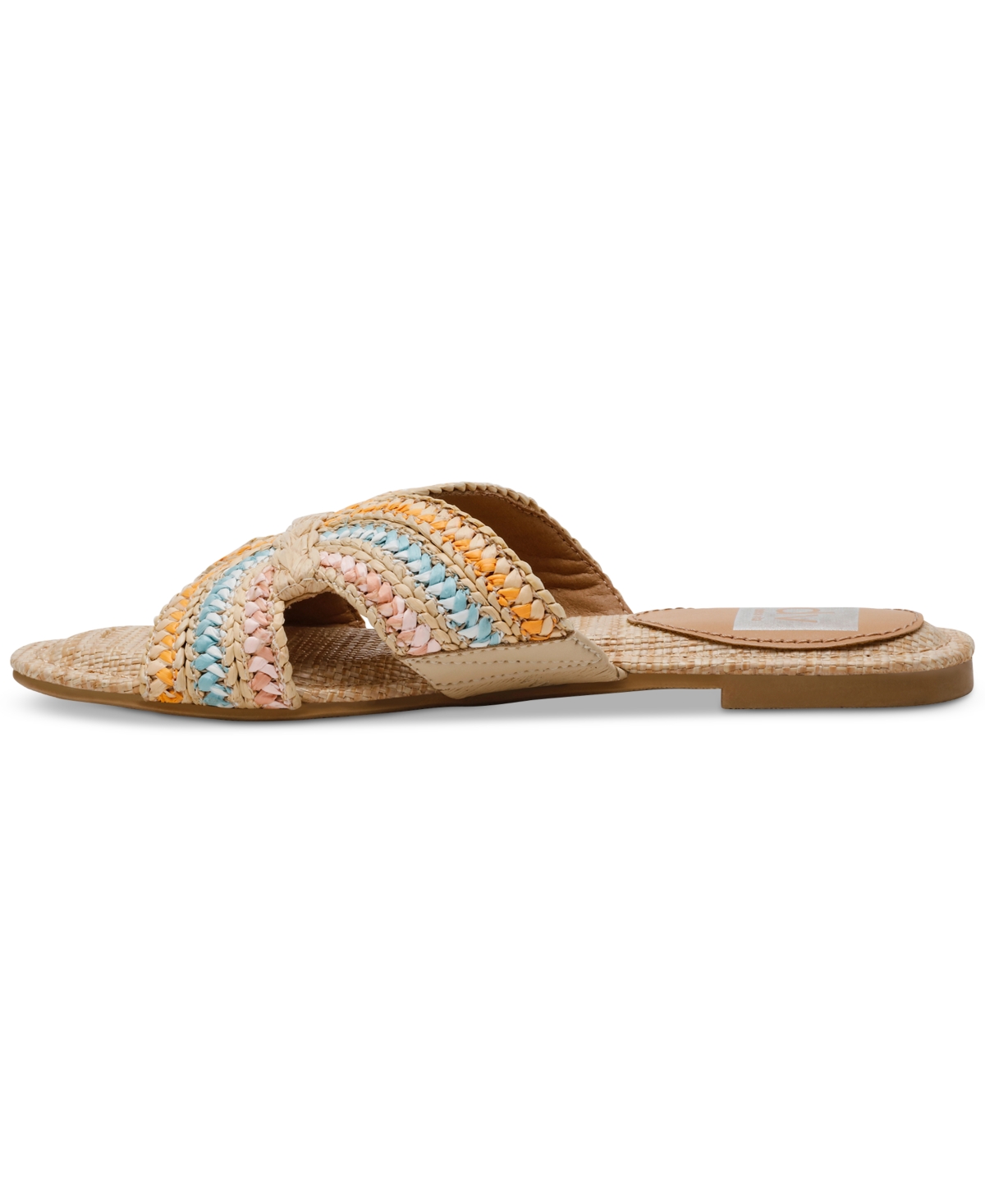Dv Dolce Vita Women's Geeya Raffia Criss Cross Strap Flat Slide Sandals In Sorbet Raffia
